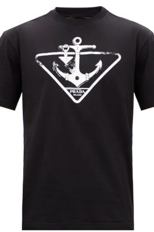 Prada Triangle logo-print cotton-jersey T-shirt